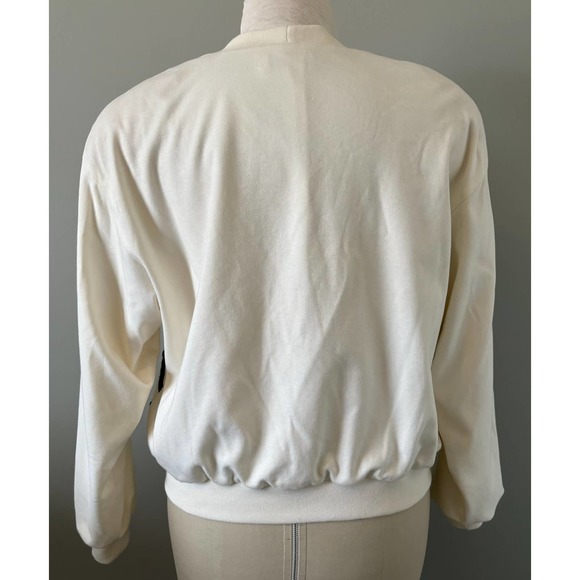 St. John Sport By Marie Gray Button V-Neck Lined Cardigan Blue Cream Y2K Medium - Picture 2 of 3